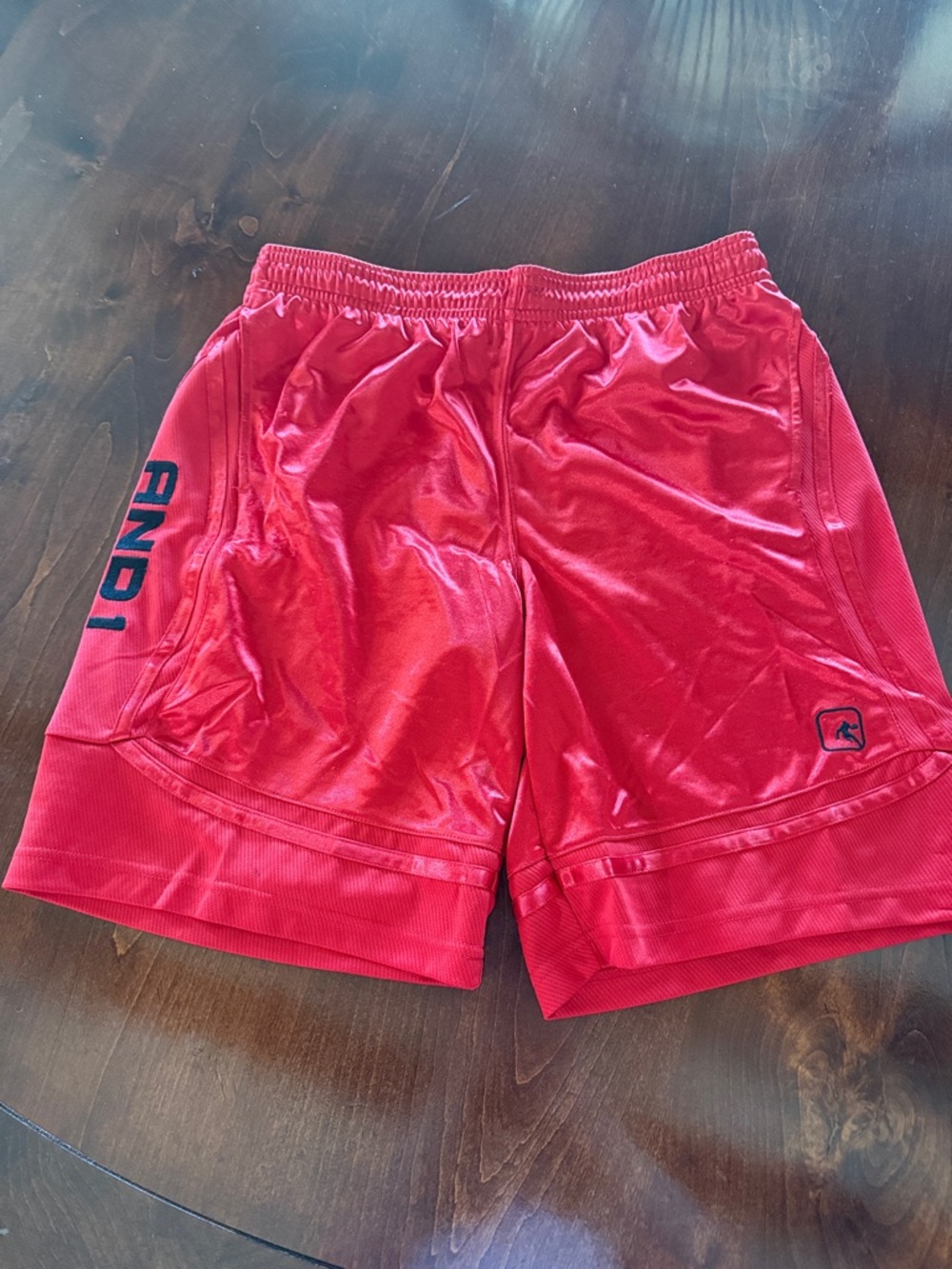 Men's Red And One Athletic Shorts with Subtle Logo, Large,